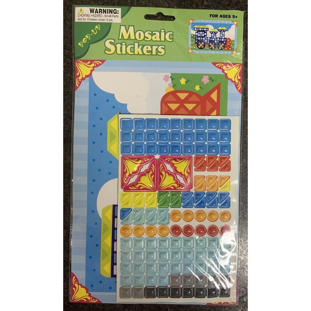 3 Sheet Lot-Art Pop Up Stickers Mosaic Craft Kids Puzzle Train Good Old Values